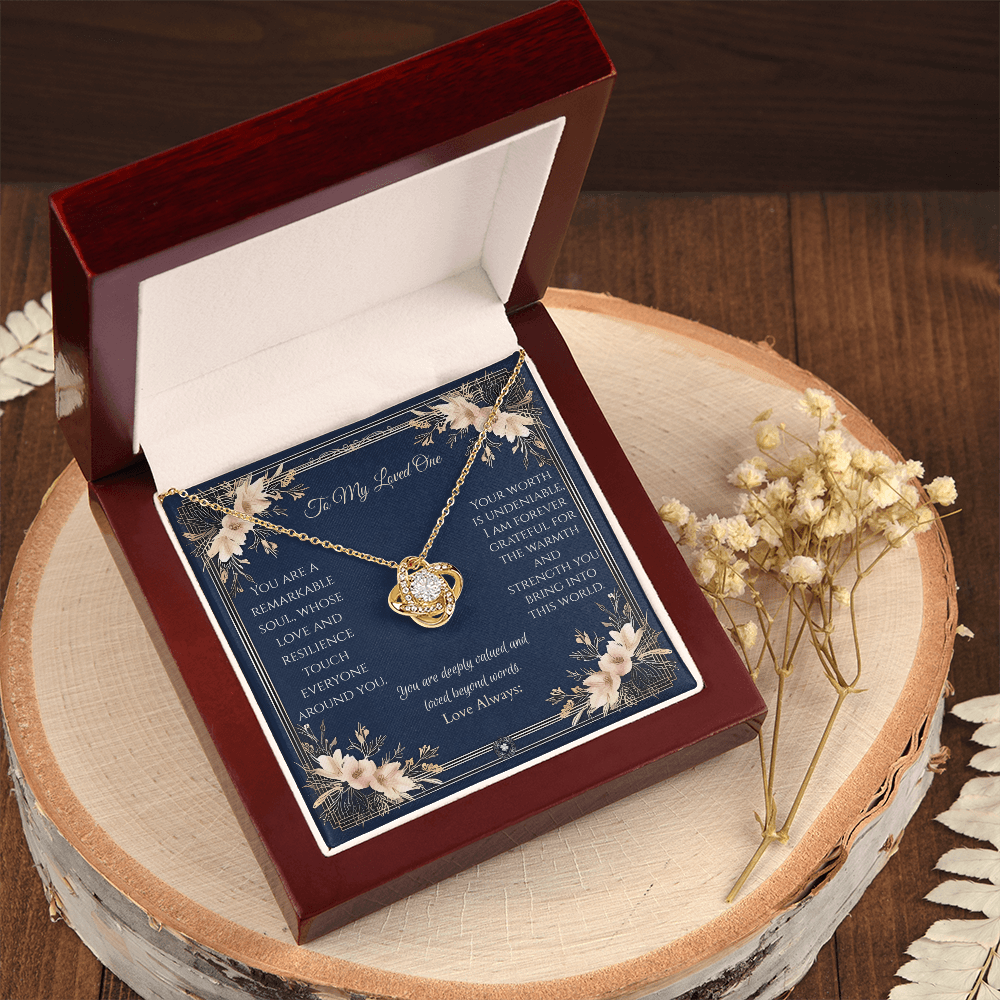 Love Knot Necklace: Princess Jewelry 18K Yellow Gold Mahogany Style Luxury Box with LED The Silver Clover & Co.