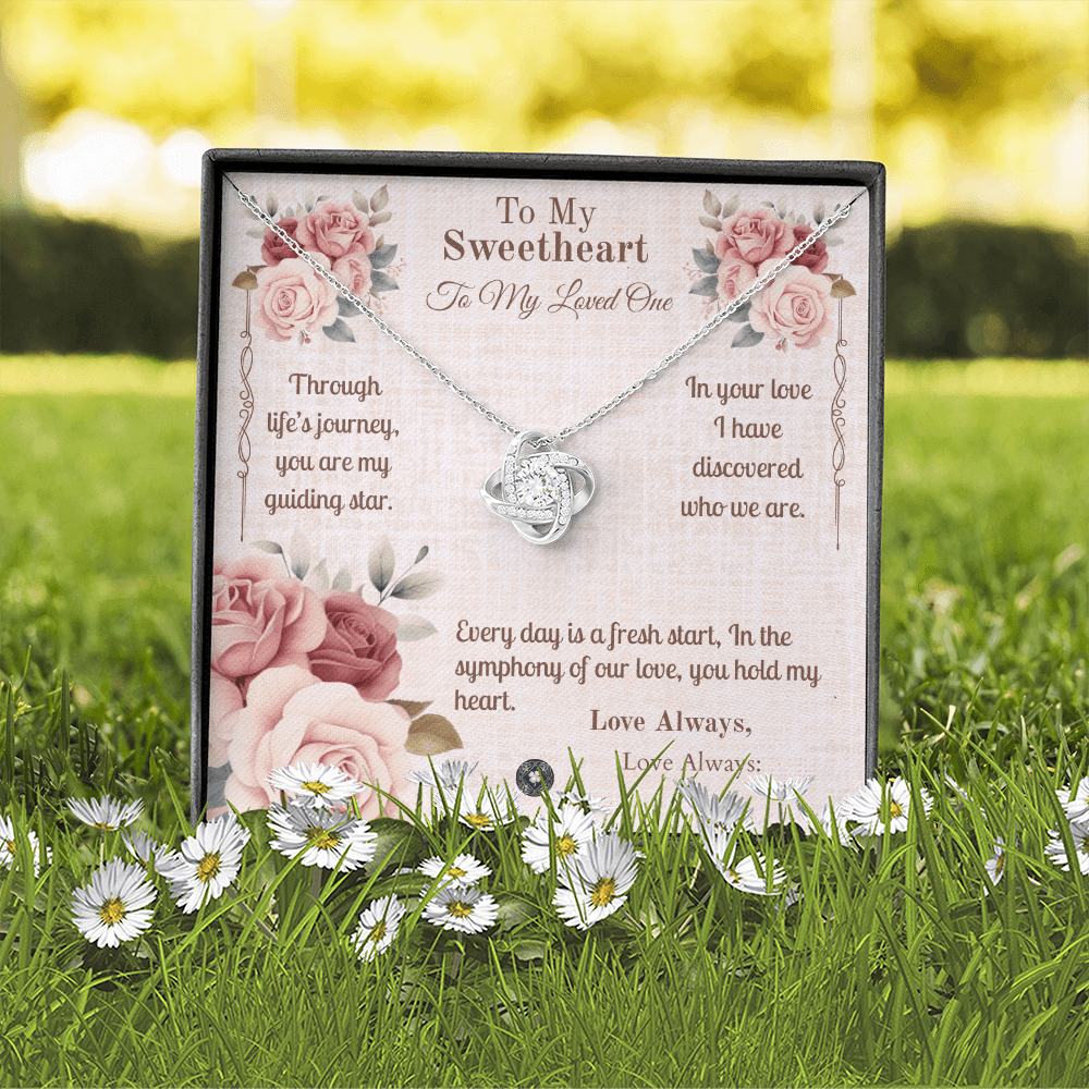 Love Knot Necklace: Sweetheart Jewelry 14K White Gold Two Tone Box The Silver Clover & Co.