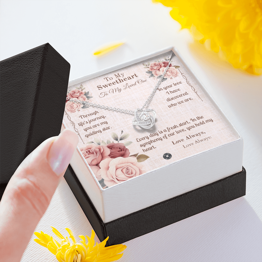 Love Knot Necklace: Sweetheart Jewelry 14K White Gold Two Tone Box The Silver Clover & Co.