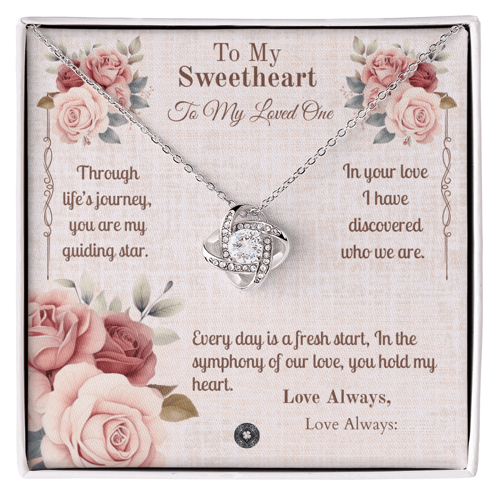 Love Knot Necklace: Sweetheart Jewelry 14K White Gold Two Tone Box The Silver Clover & Co.