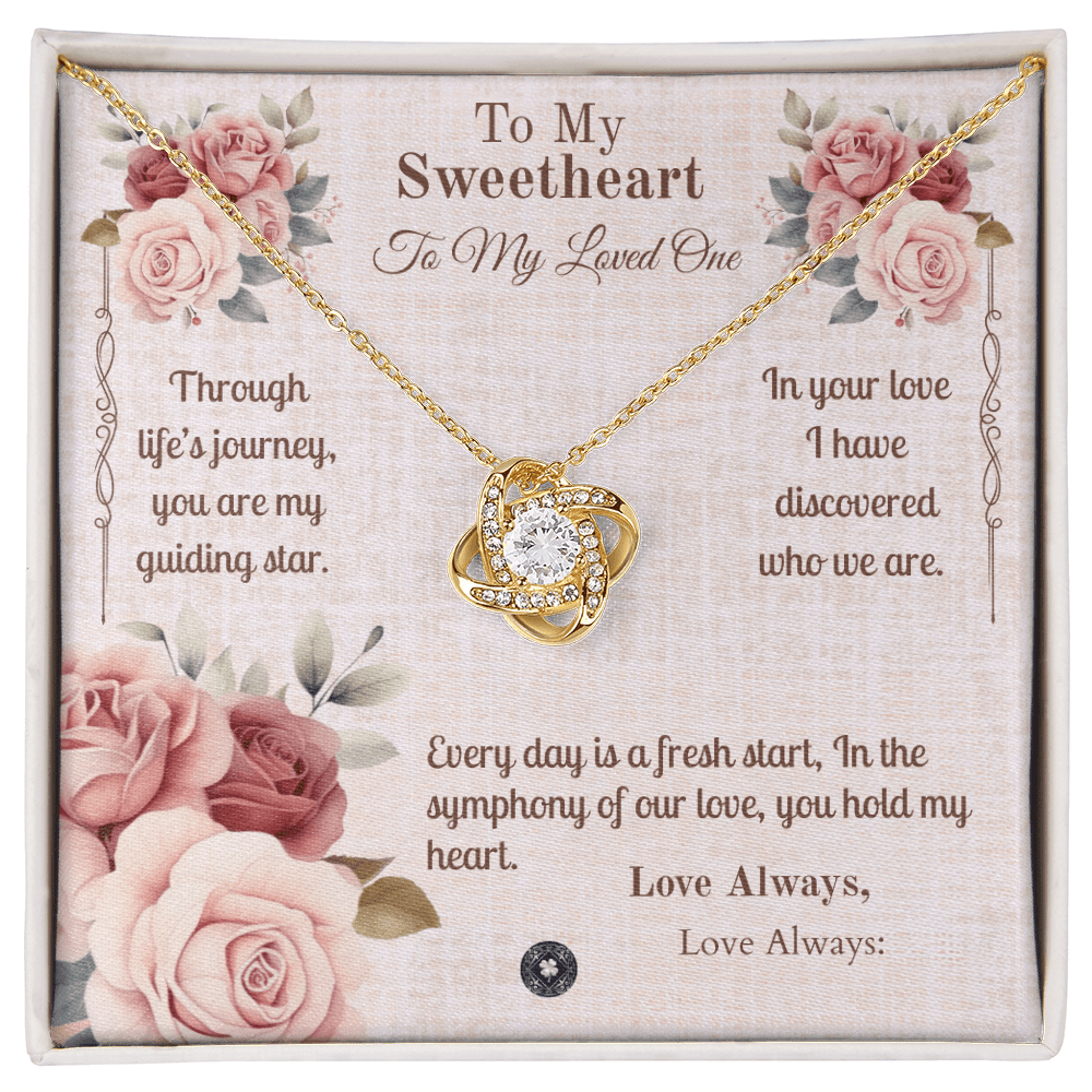 Love Knot Necklace: Sweetheart Jewelry 14K White Gold Two Tone Box The Silver Clover & Co.