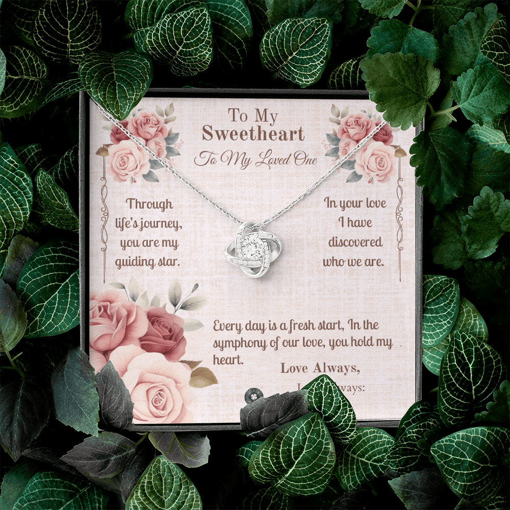 Love Knot Necklace: Sweetheart Jewelry 14K White Gold Two Tone Box The Silver Clover & Co.