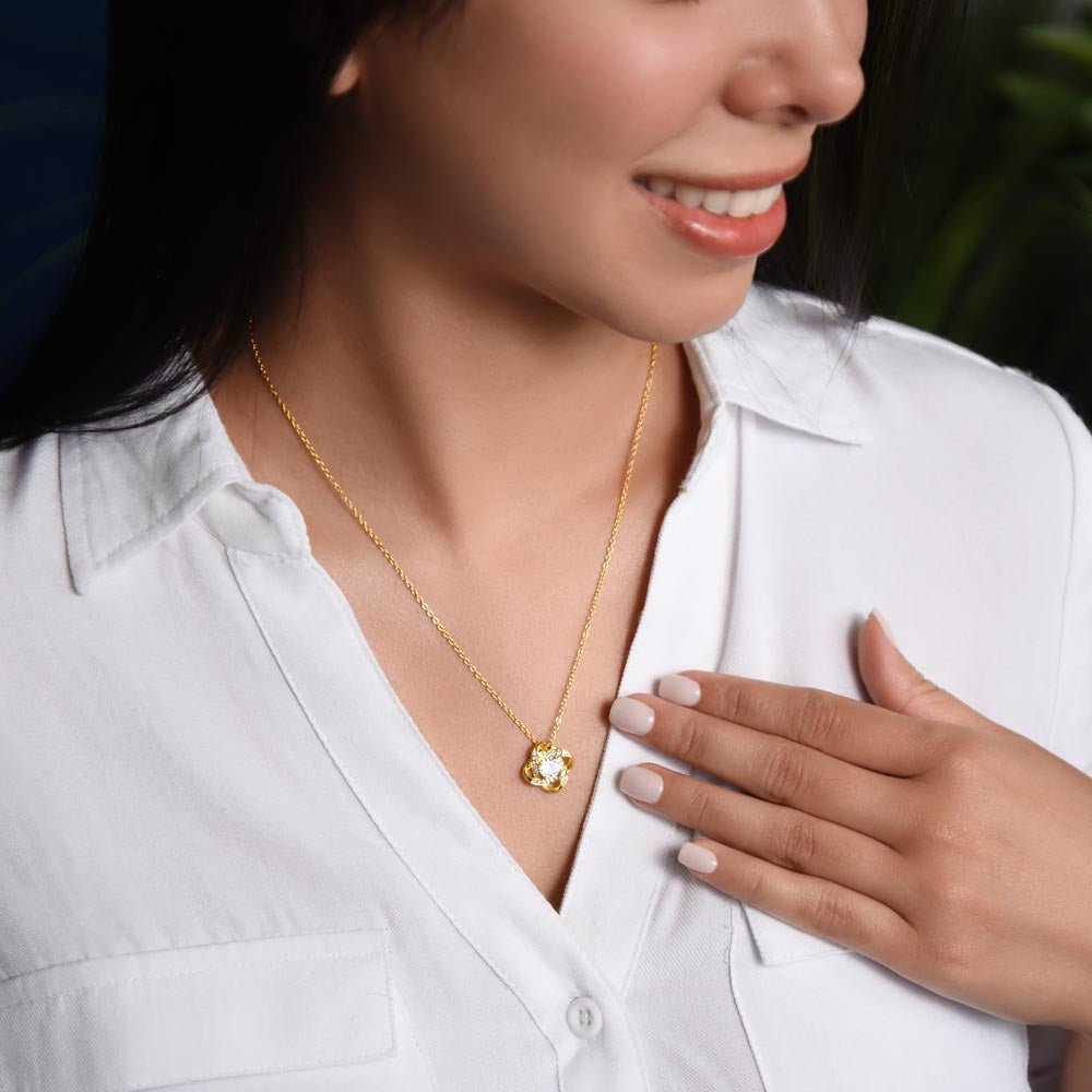 Love Knot Necklace: Sweetheart Jewelry 18K Yellow Gold Two Tone Box The Silver Clover & Co.