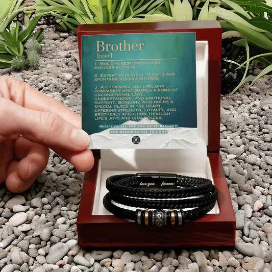 "Love You Forever" Bracelet: For Brother Jewelry Arctic Mahogany Style Luxury Box with LED The Silver Clover & Co.