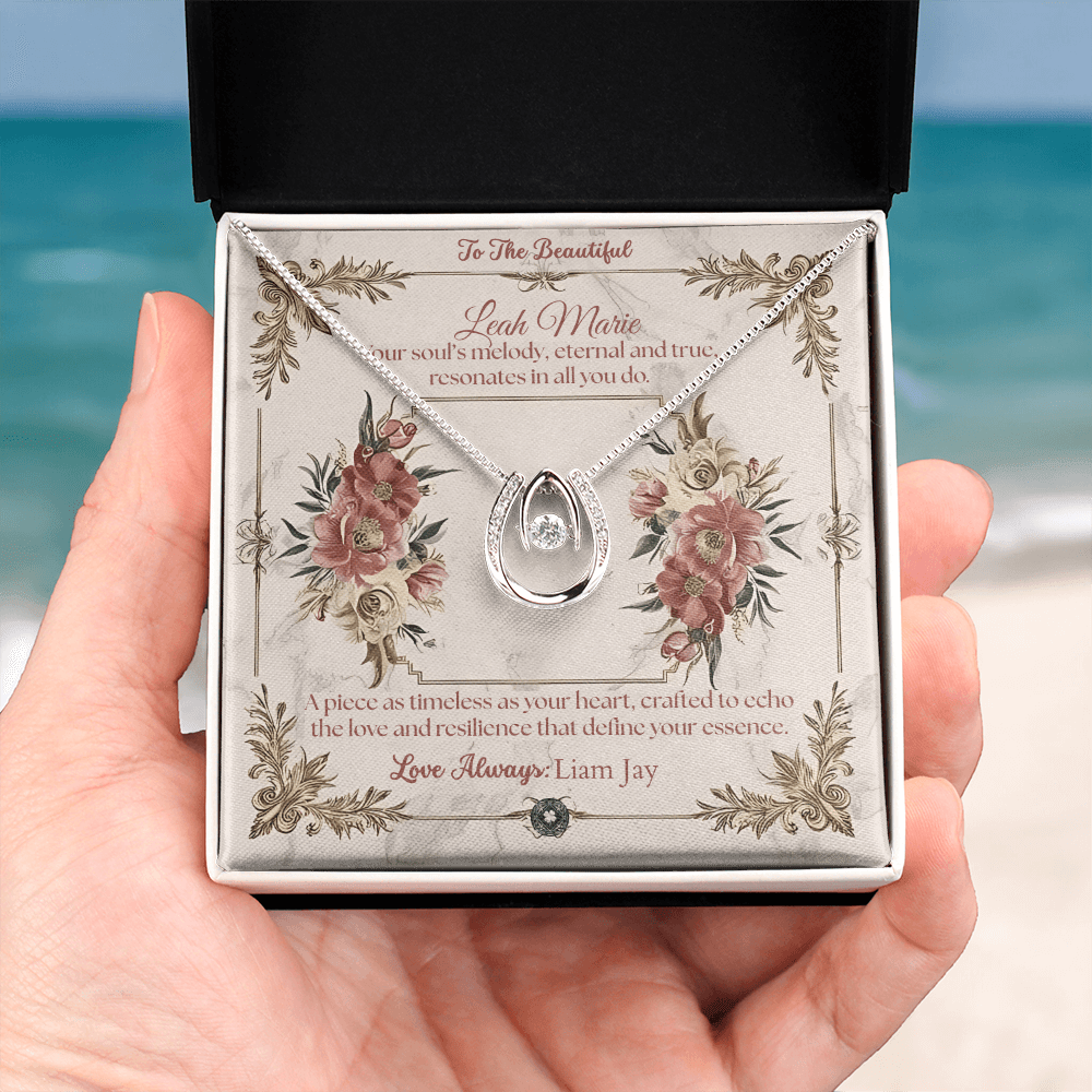 Lucky In Love Necklace: Beautiful Jewelry Mahogany Style Luxury Box with LED The Silver Clover & Co.