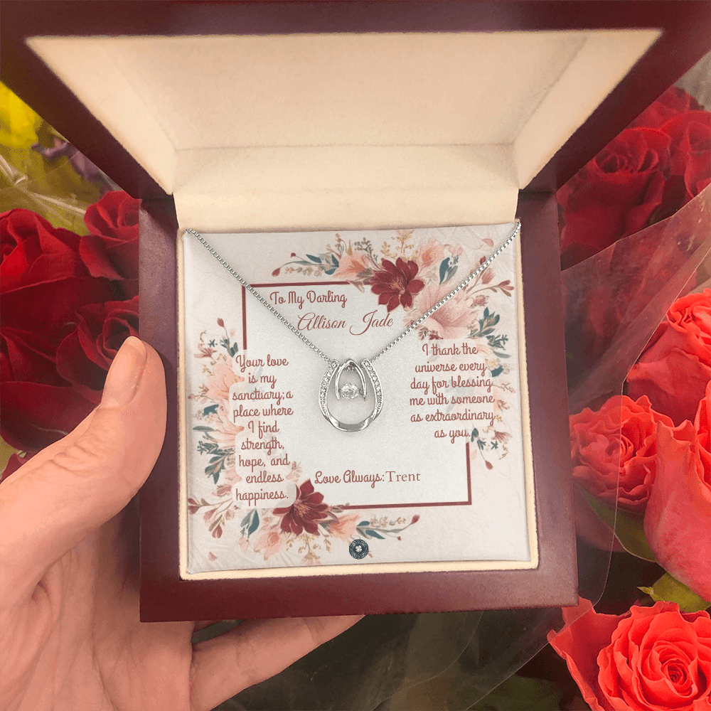 Lucky In Love Necklace: Darling Jewelry Mahogany Style Luxury Box with LED The Silver Clover & Co.