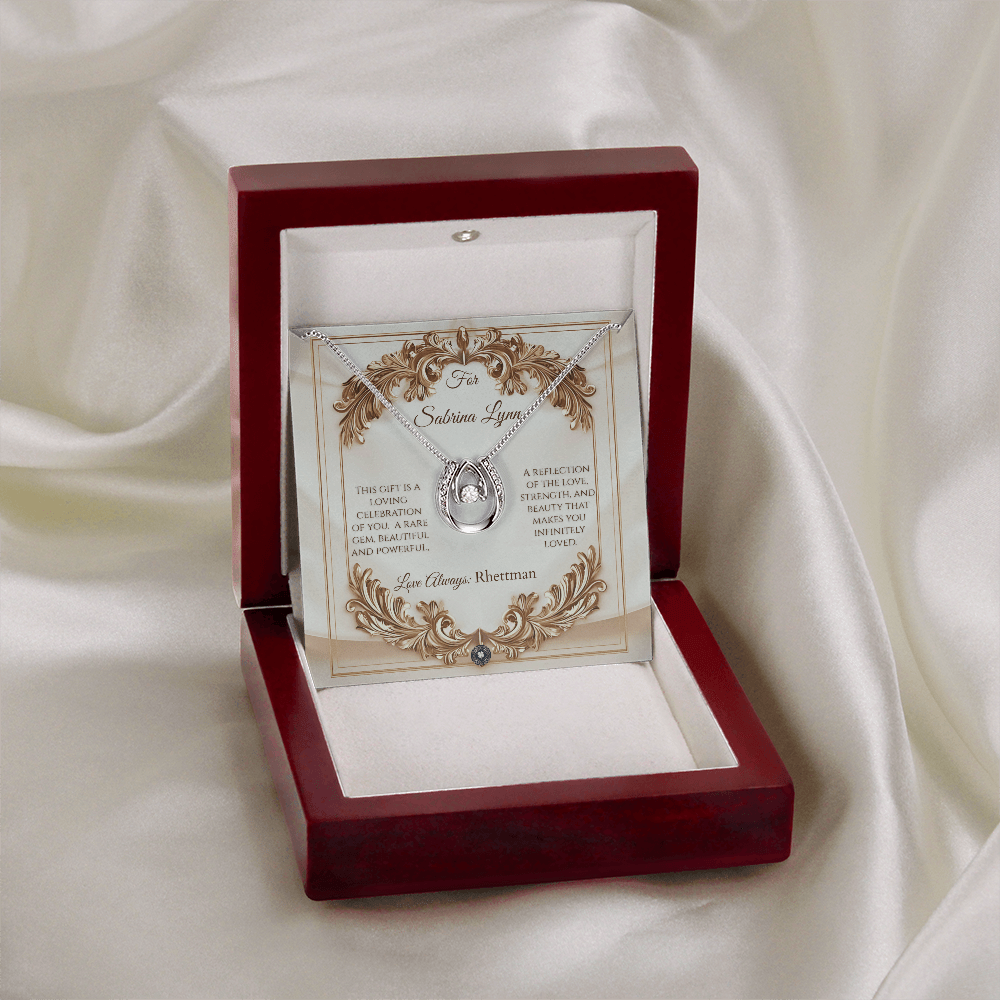 Lucky In Love Necklace: Elegance Jewelry Mahogany Style Luxury Box with LED The Silver Clover & Co.