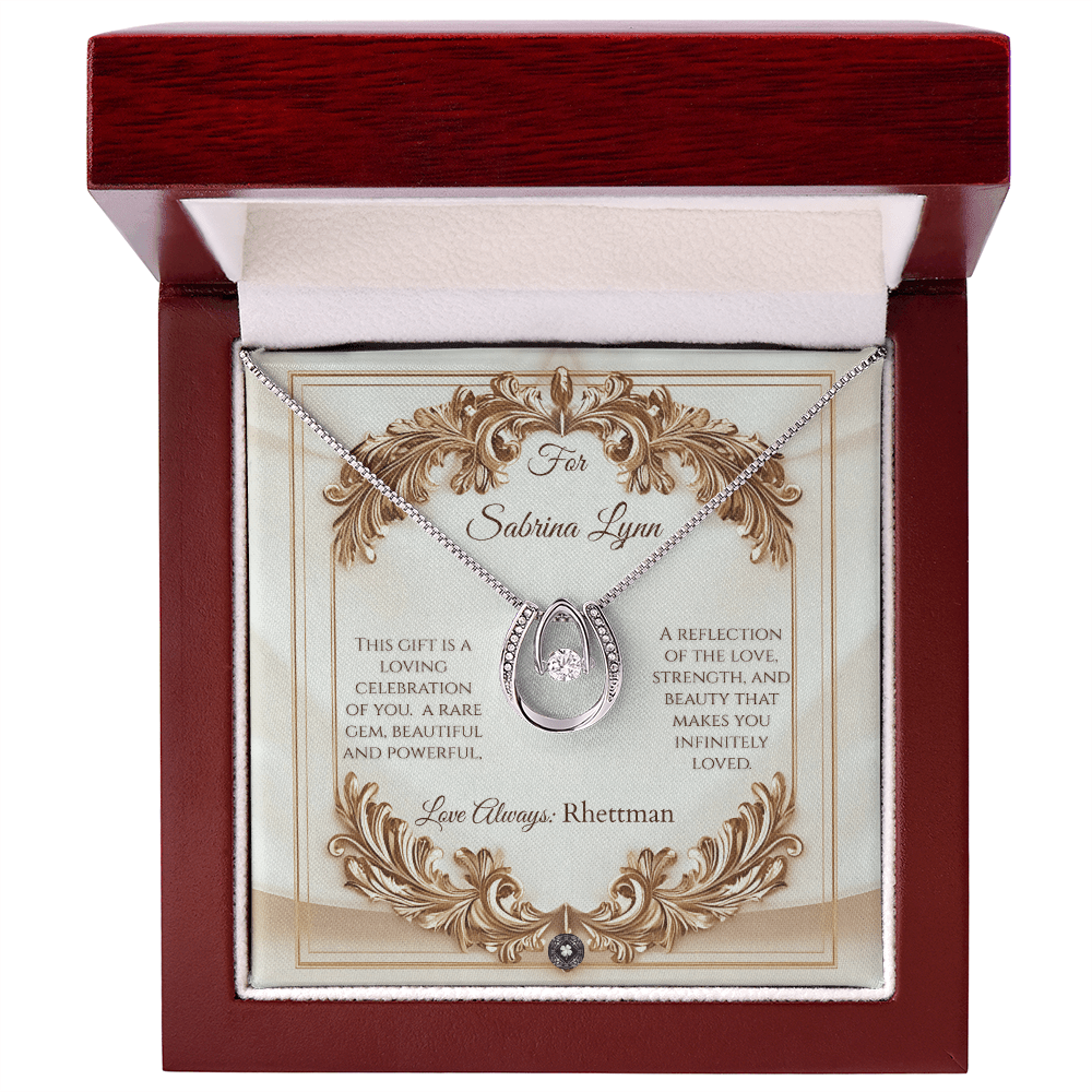 Lucky In Love Necklace: Elegance Jewelry Mahogany Style Luxury Box with LED The Silver Clover & Co.