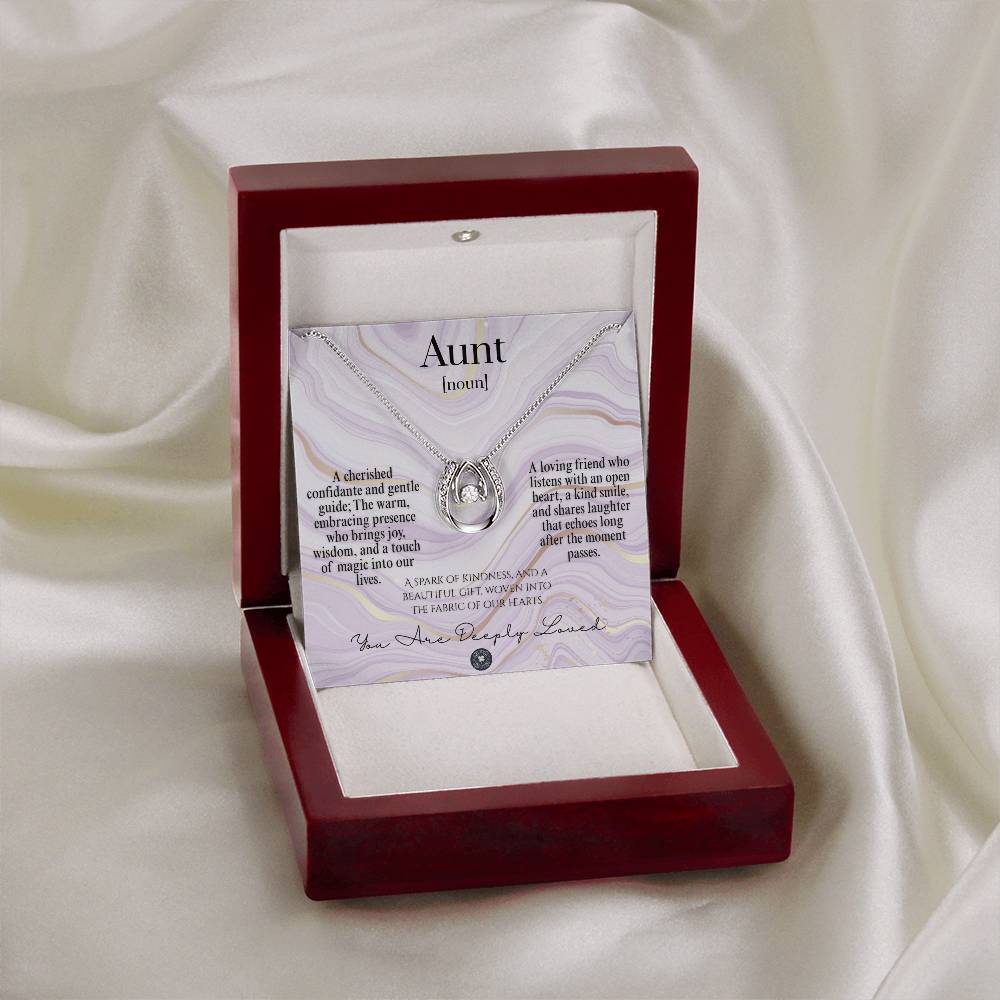 Lucky In Love Necklace: For Aunt Jewelry Amethyst Mahogany Style Luxury Box with LED The Silver Clover & Co.