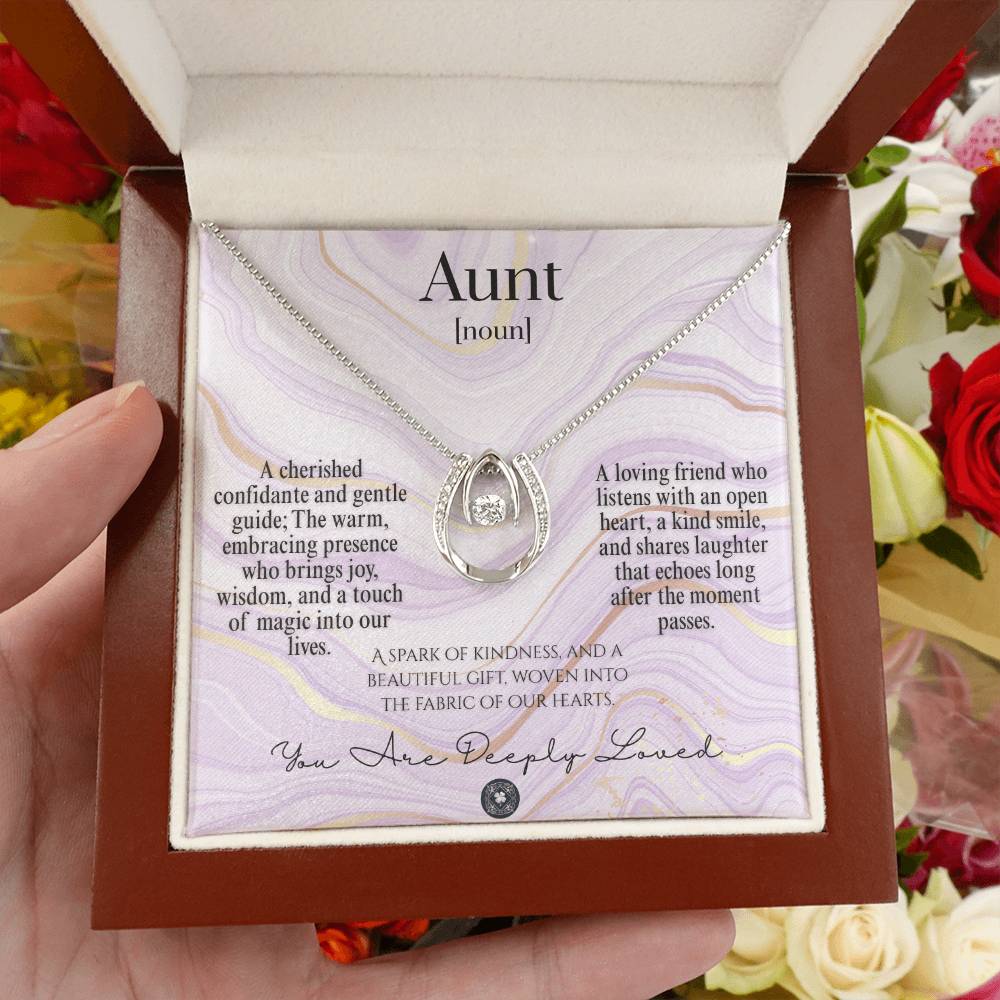 Lucky In Love Necklace: For Aunt Jewelry Amethyst Mahogany Style Luxury Box with LED The Silver Clover & Co.