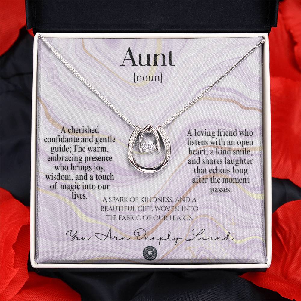 Lucky In Love Necklace: For Aunt Jewelry Amethyst Mahogany Style Luxury Box with LED The Silver Clover & Co.
