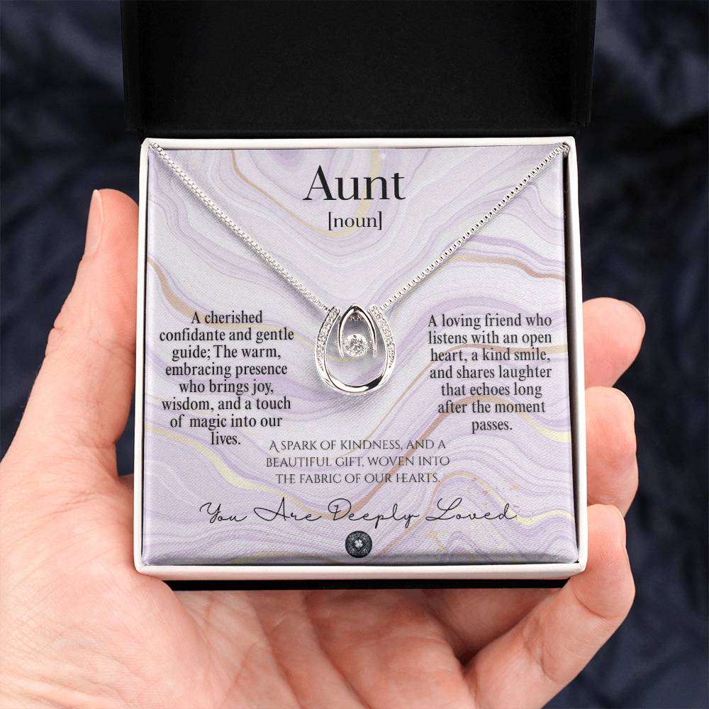 Lucky In Love Necklace: For Aunt Jewelry Amethyst Mahogany Style Luxury Box with LED The Silver Clover & Co.