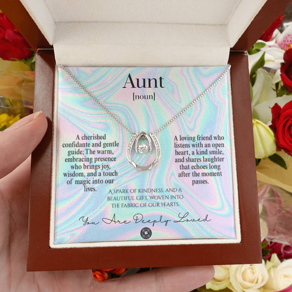 Lucky In Love Necklace: For Aunt Jewelry Dream Mahogany Style Luxury Box with LED The Silver Clover & Co.