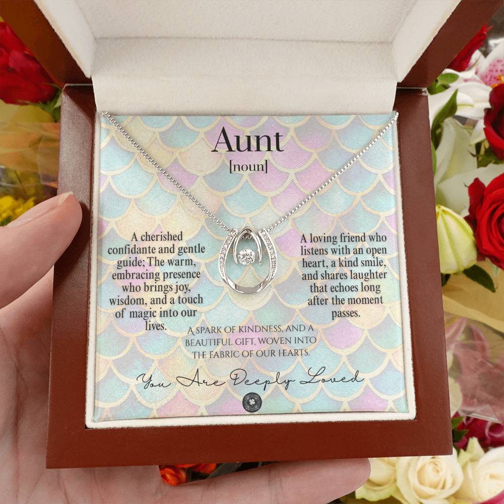 Lucky In Love Necklace: For Aunt Jewelry Mermaid Mahogany Style Luxury Box with LED The Silver Clover & Co.