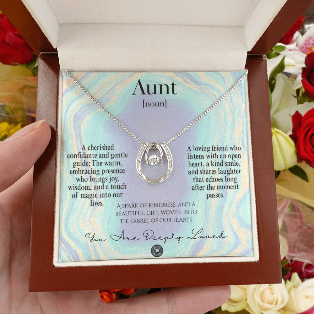 Lucky In Love Necklace: For Aunt Jewelry Oasis Mahogany Style Luxury Box with LED The Silver Clover & Co.