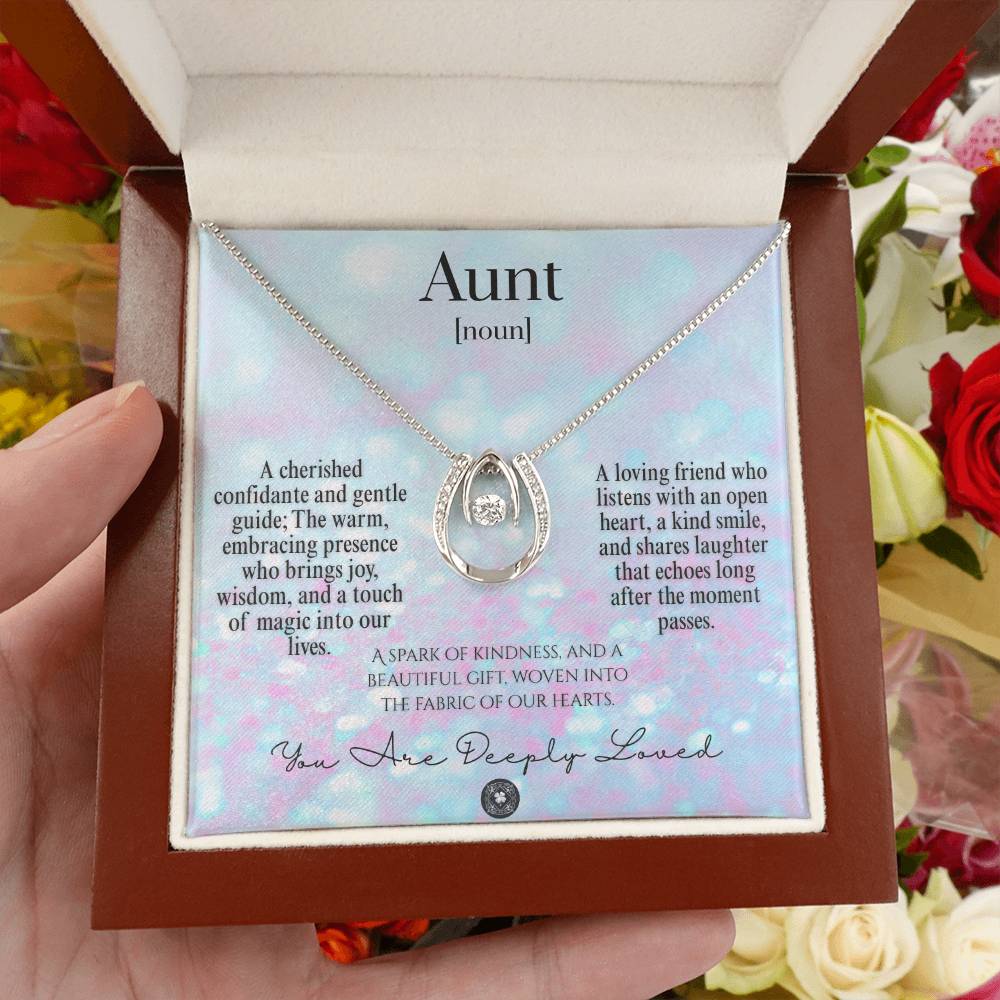 Lucky In Love Necklace: For Aunt Jewelry Snow Mahogany Style Luxury Box with LED The Silver Clover & Co.