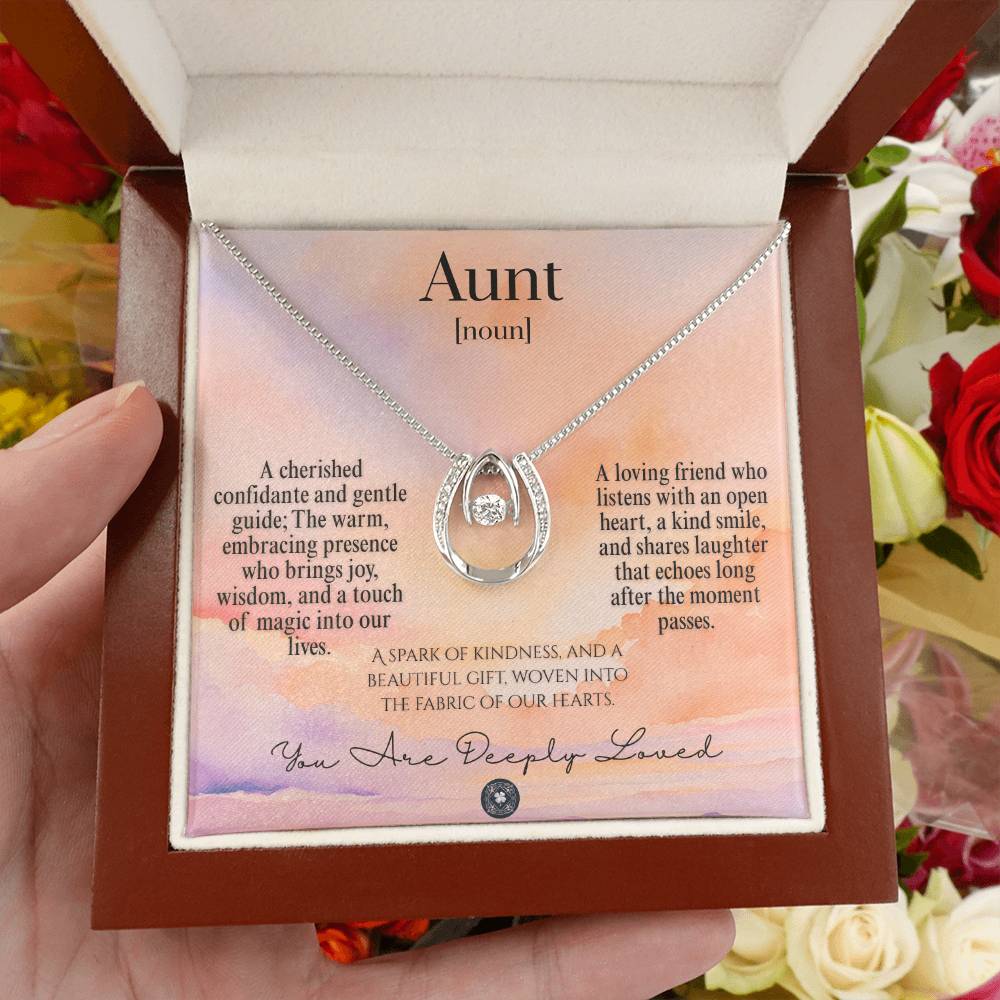 Lucky In Love Necklace: For Aunt Jewelry Sunset Mahogany Style Luxury Box with LED The Silver Clover & Co.