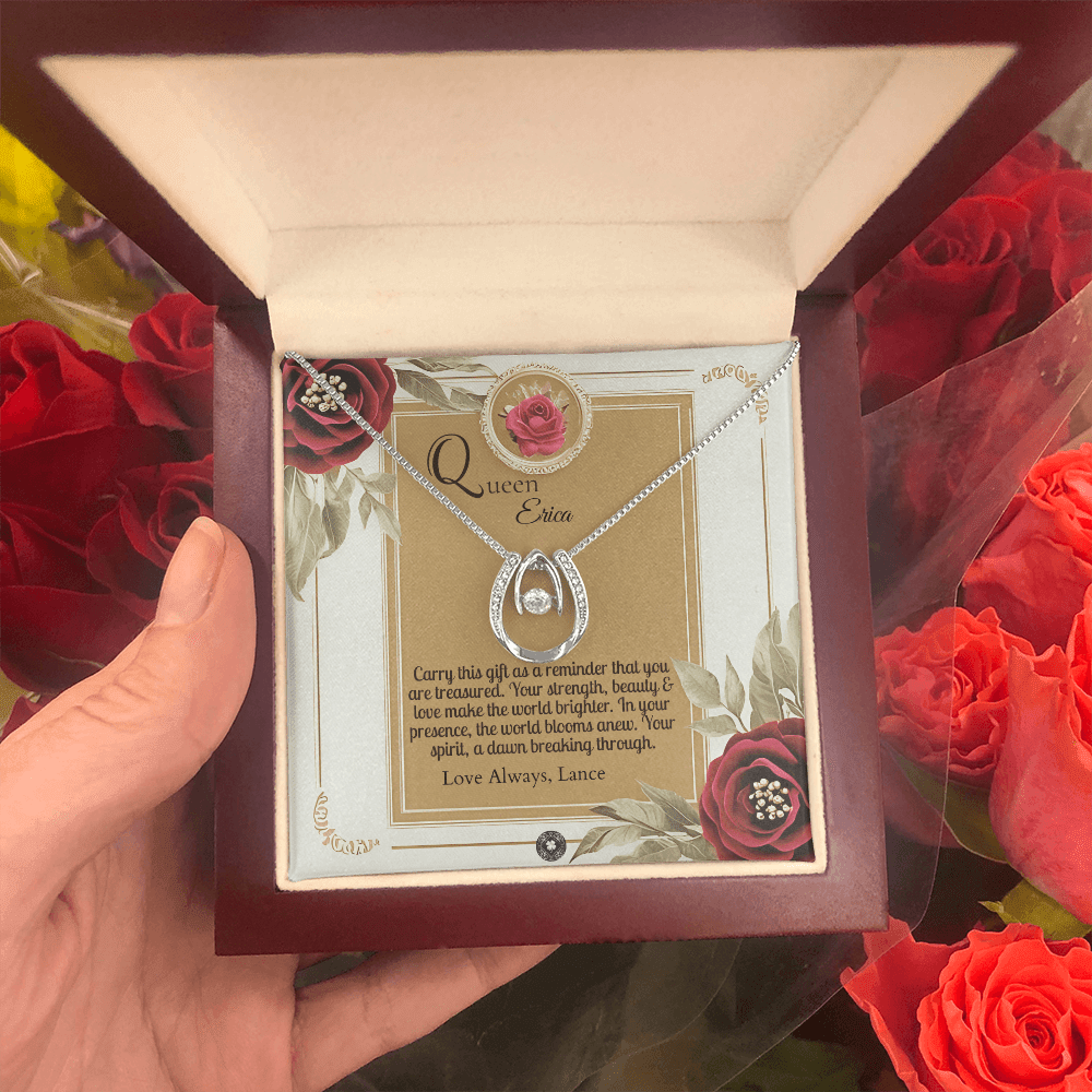 Lucky In Love Necklace: Queen Jewelry Mahogany Style Luxury Box with LED The Silver Clover & Co.