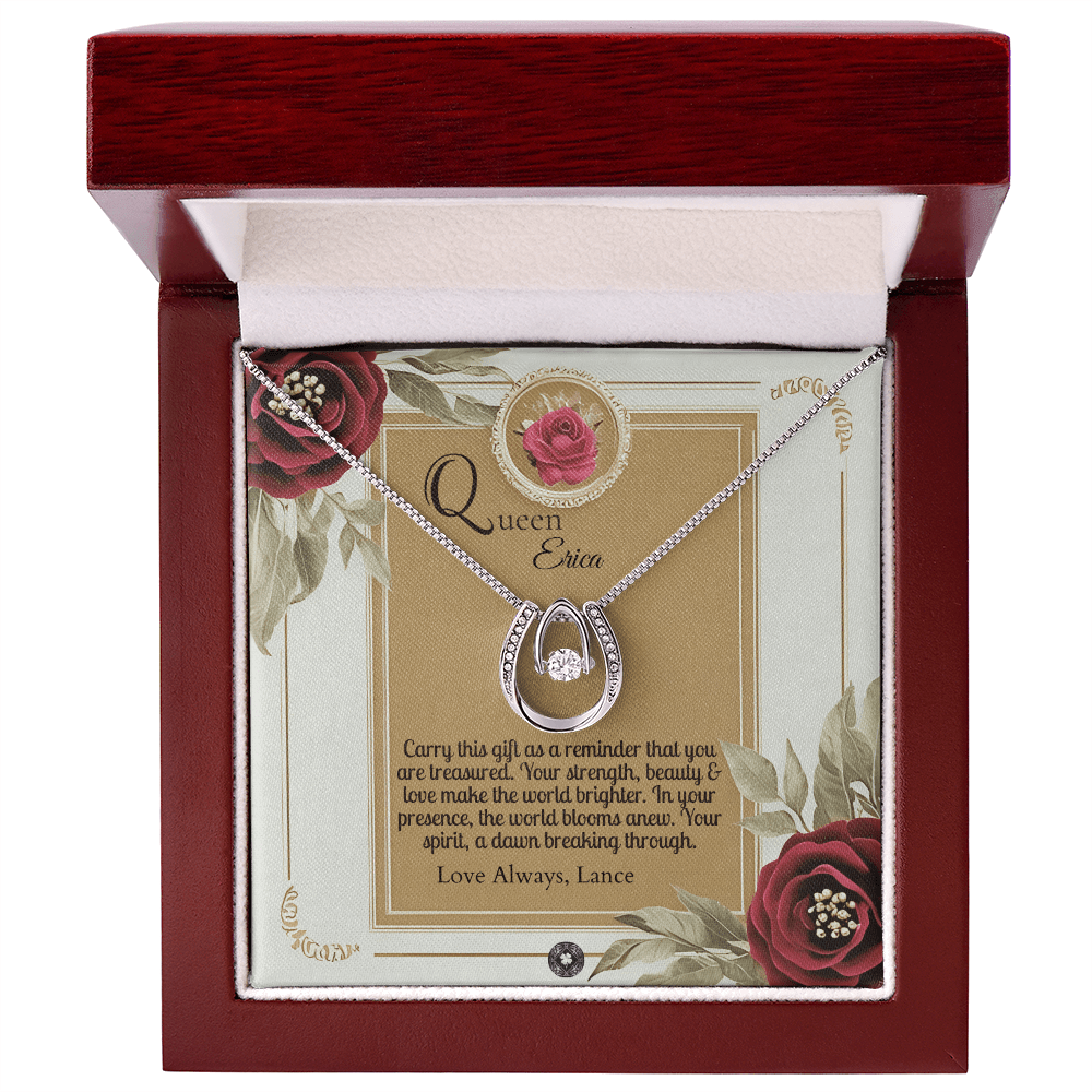 Lucky In Love Necklace: Queen Jewelry Mahogany Style Luxury Box with LED The Silver Clover & Co.