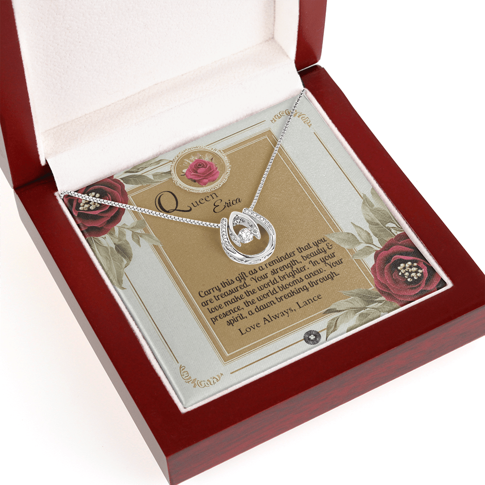 Lucky In Love Necklace: Queen Jewelry Mahogany Style Luxury Box with LED The Silver Clover & Co.