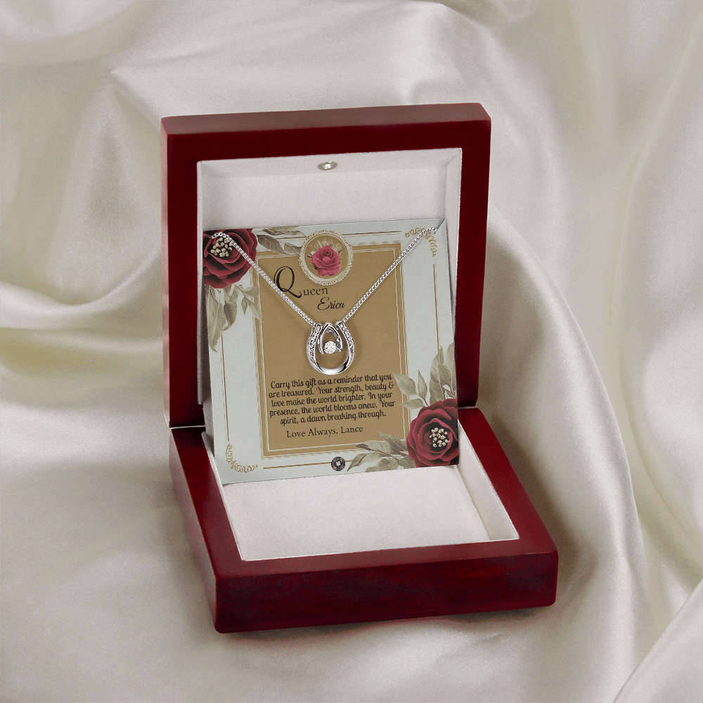 Lucky In Love Necklace: Queen Jewelry Mahogany Style Luxury Box with LED The Silver Clover & Co.