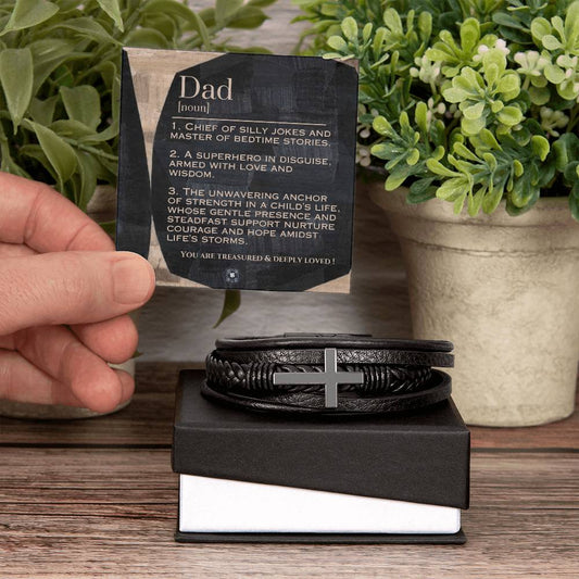 Men's Cross Bracelet: For Dad Jewelry Cork & Coal Two Tone Box The Silver Clover & Co.