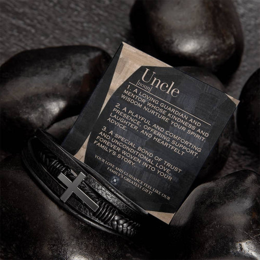 Men's Cross Bracelet: For Uncle Jewelry Cork & Coal Two Tone Box The Silver Clover & Co.