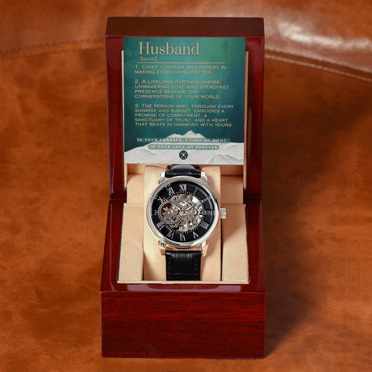 OpenWork Watch: For Husband Jewelry Arctic Mahogany Style Luxury Box with LED The Silver Clover & Co.