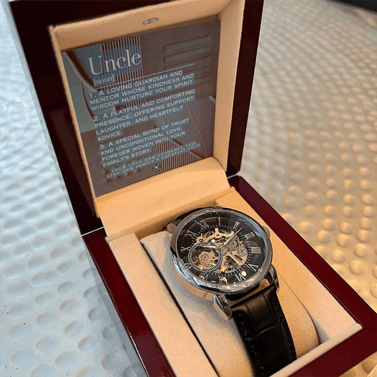 OpenWork Watch: For Uncle Jewelry Autumn Mahogany Style Luxury Box with LED The Silver Clover & Co.