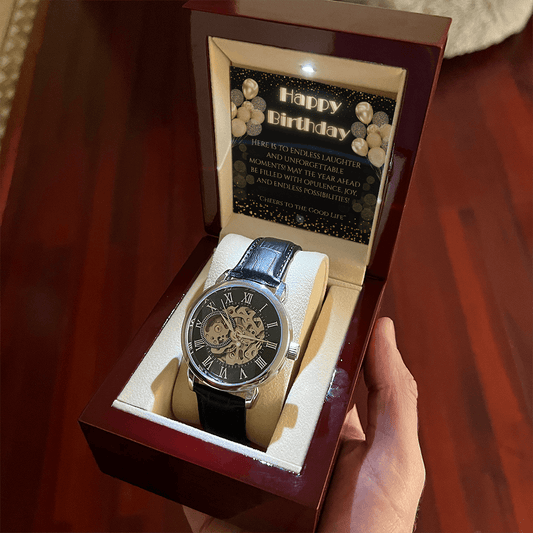 OpenWork Watch: Gatsby Birthday Jewelry Mahogany Style Luxury Box with LED The Silver Clover & Co.