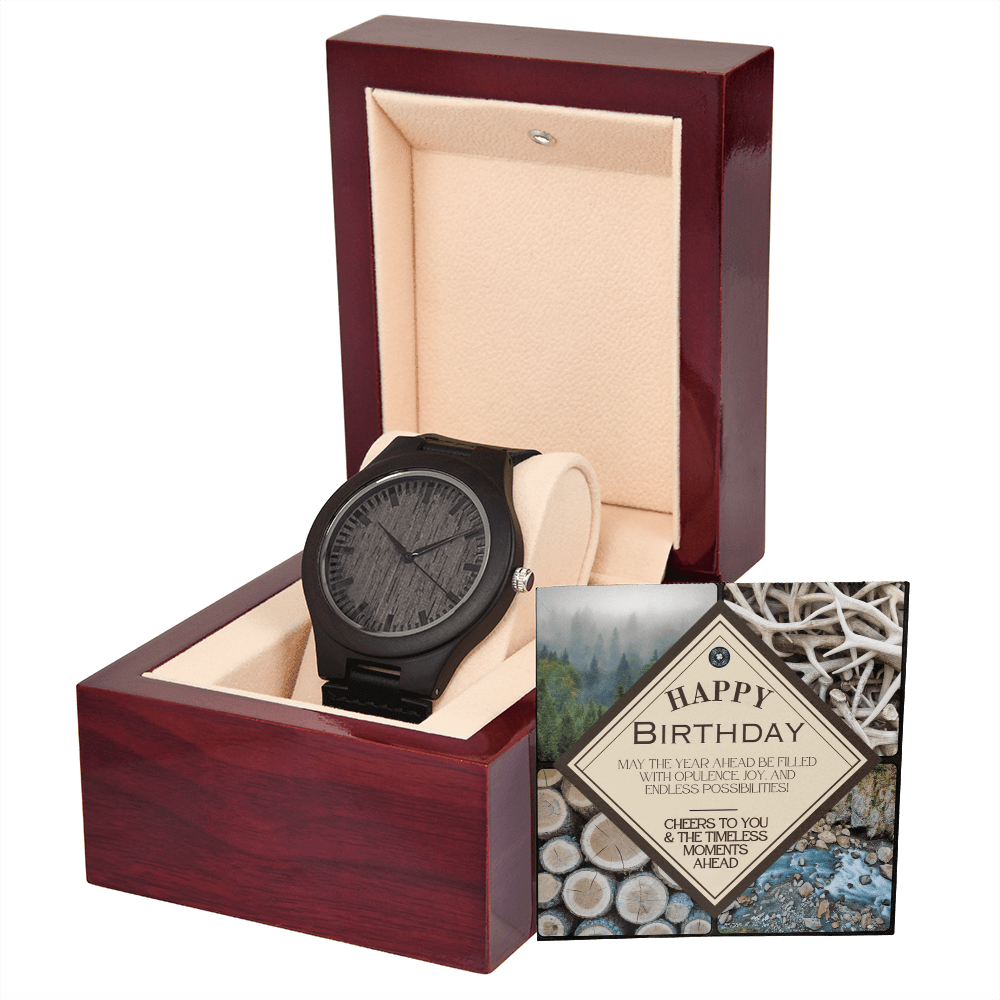 Sandalwood & Leather Wooden Watch: Nature Birthday Jewelry Mahogany Style Luxury Box The Silver Clover & Co.