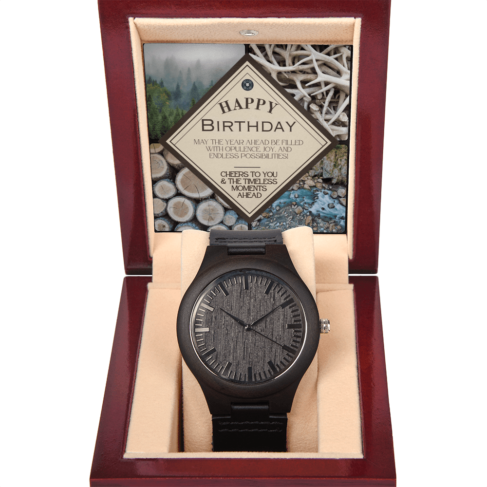Sandalwood & Leather Wooden Watch: Nature Birthday Jewelry Mahogany Style Luxury Box The Silver Clover & Co.
