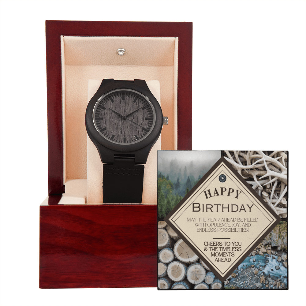 Sandalwood & Leather Wooden Watch: Nature Birthday Jewelry Mahogany Style Luxury Box The Silver Clover & Co.
