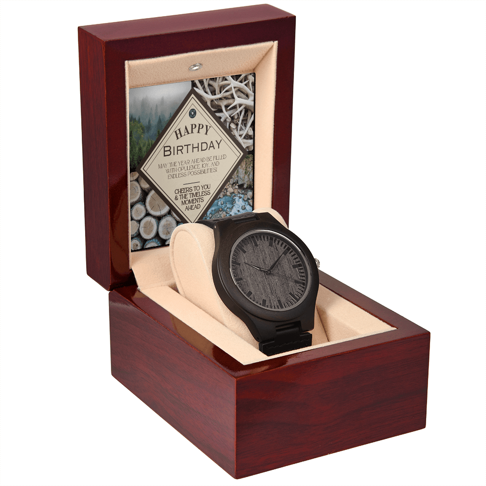 Sandalwood & Leather Wooden Watch: Nature Birthday Jewelry Mahogany Style Luxury Box The Silver Clover & Co.