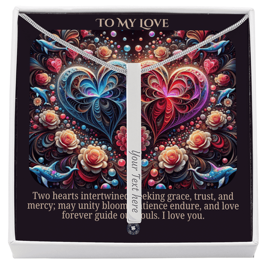 Talisman Necklace: Two Hearts As One Jewelry Polished Stainless Steel Two Tone Box The Silver Clover & Co.