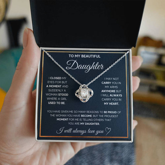 To My Daughter, I Will Always Carry You In My Heart Jewelry 14K White Gold Two Tone Box The Silver Clover & Co.