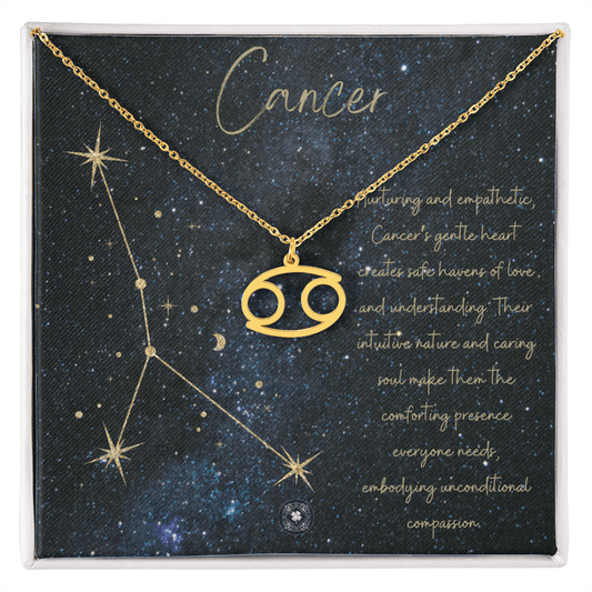 Zodiac Symbol Necklace: Cancer Jewelry 18k Yellow Gold Two Tone Box Cancer The Silver Clover & Co.