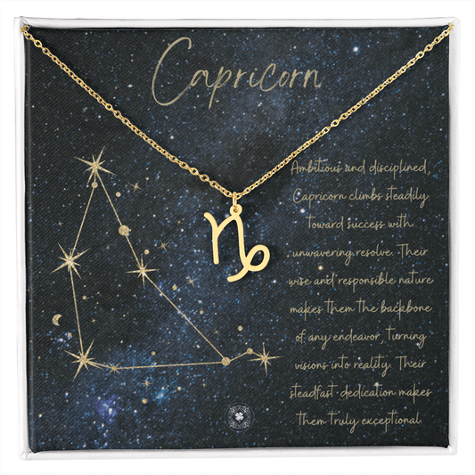 Zodiac Symbol Necklace: Capricorn Jewelry 18k Yellow Gold Two Tone Box Capricorn The Silver Clover & Co.