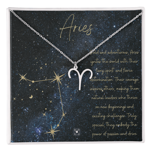 Zodiac Symbol Pendant: Aries Jewelry Polished Stainless Steel Two Tone Box Aries The Silver Clover & Co.